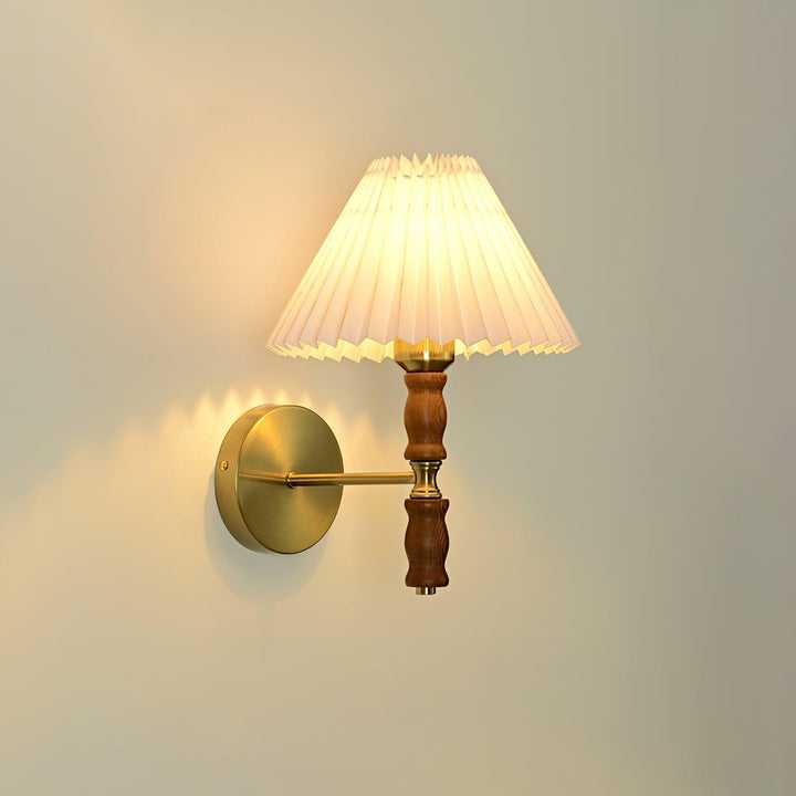 Pleated Walnut Wall Light - Vakkerlight