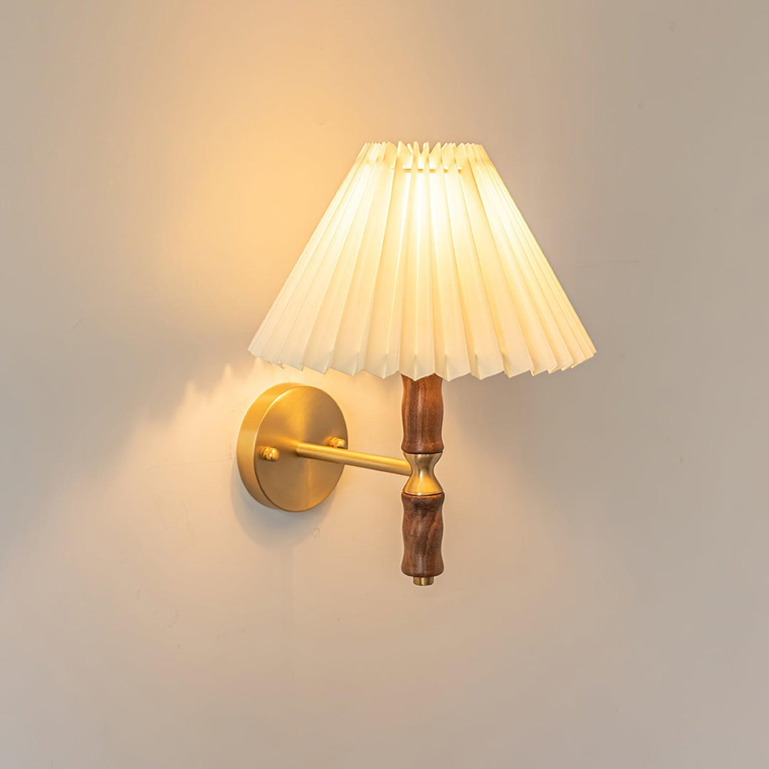 Pleated Walnut Wall Light - Vakkerlight