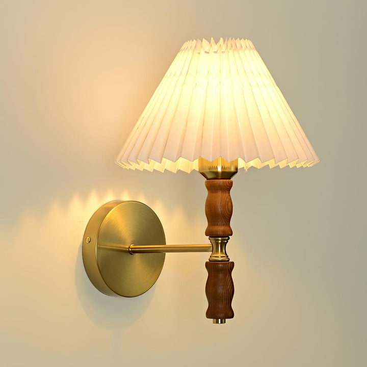 Pleated Walnut Wall Light - Vakkerlight