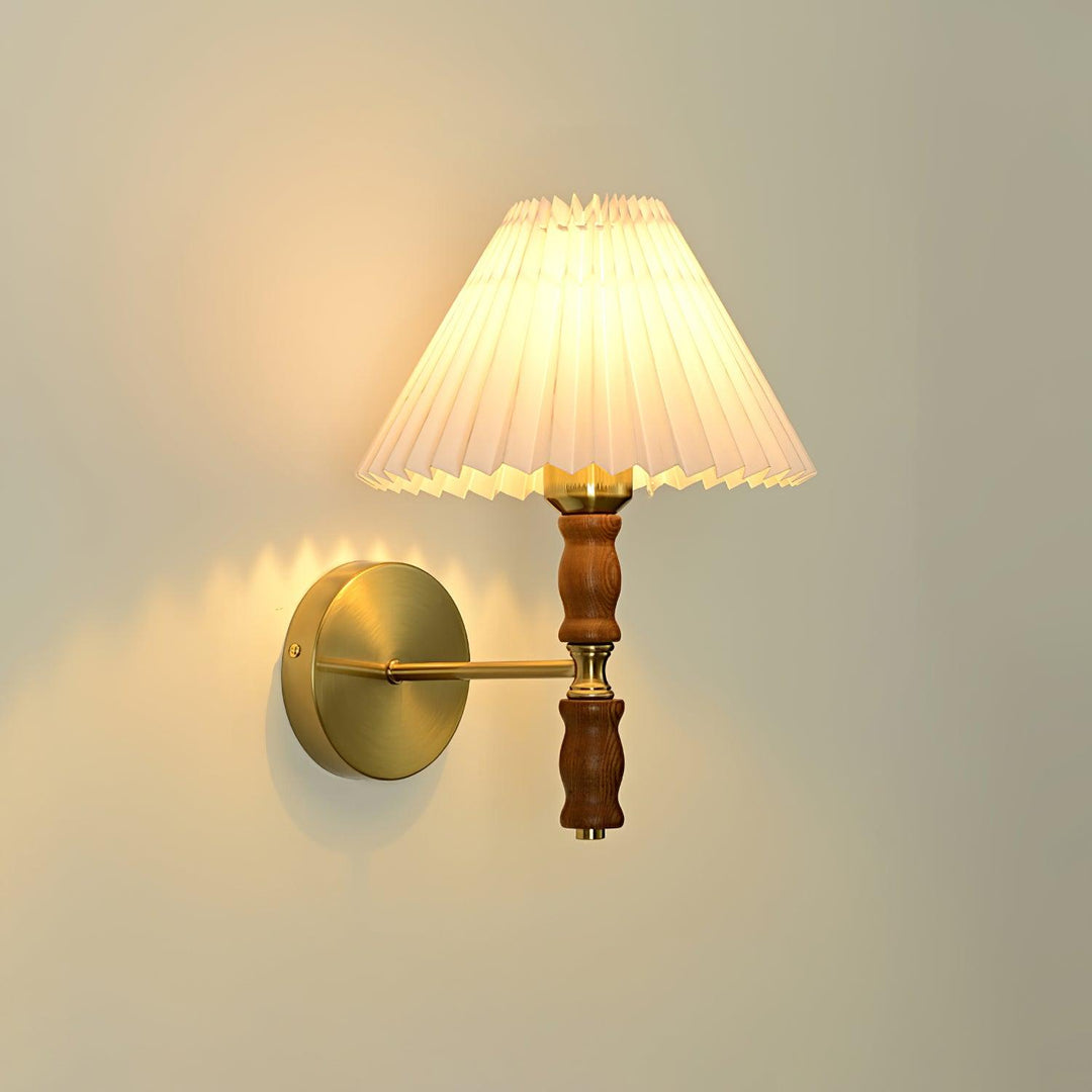 Pleated Walnut Wall Light - Vakkerlight