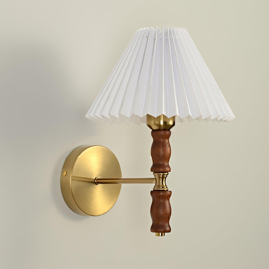 Pleated Walnut Wall Light - Vakkerlight