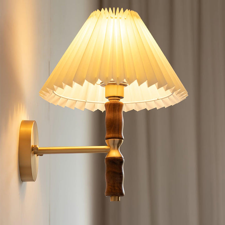 Pleated Walnut Wall Light - Vakkerlight