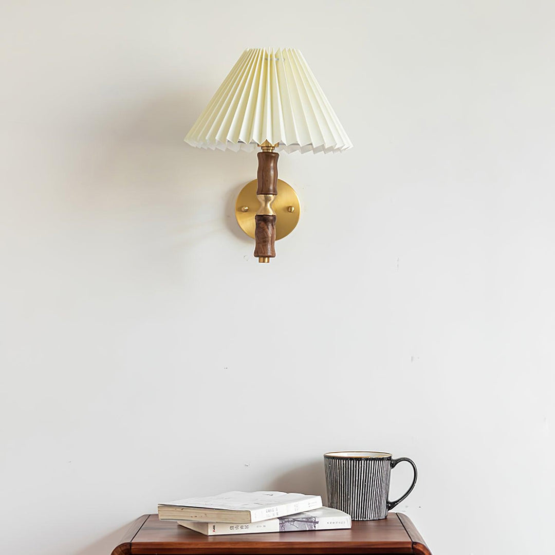 Pleated Walnut Wall Light - Vakkerlight