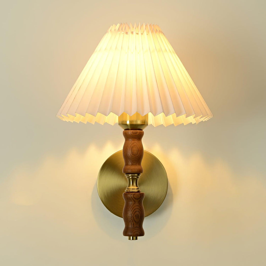 Pleated Walnut Wall Light - Vakkerlight