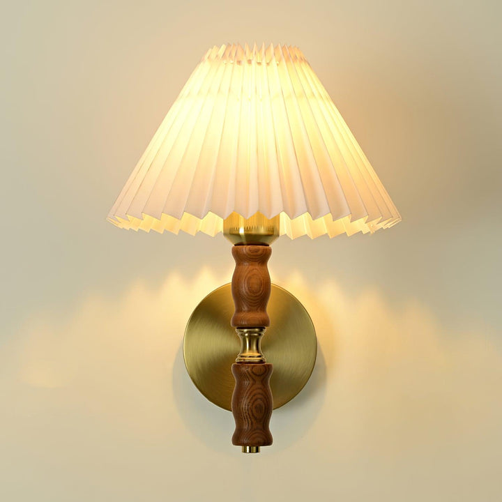 Pleated Walnut Wall Light - Vakkerlight