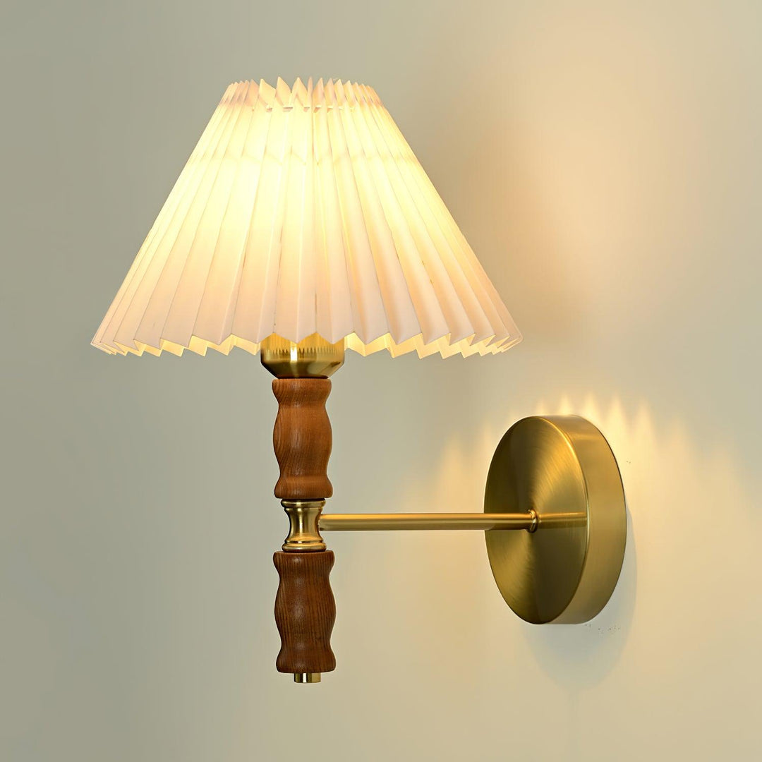 Pleated Walnut Wall Light - Vakkerlight