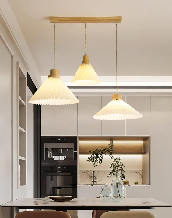 Pleated Wooden Pendant Light - Vakkerlight