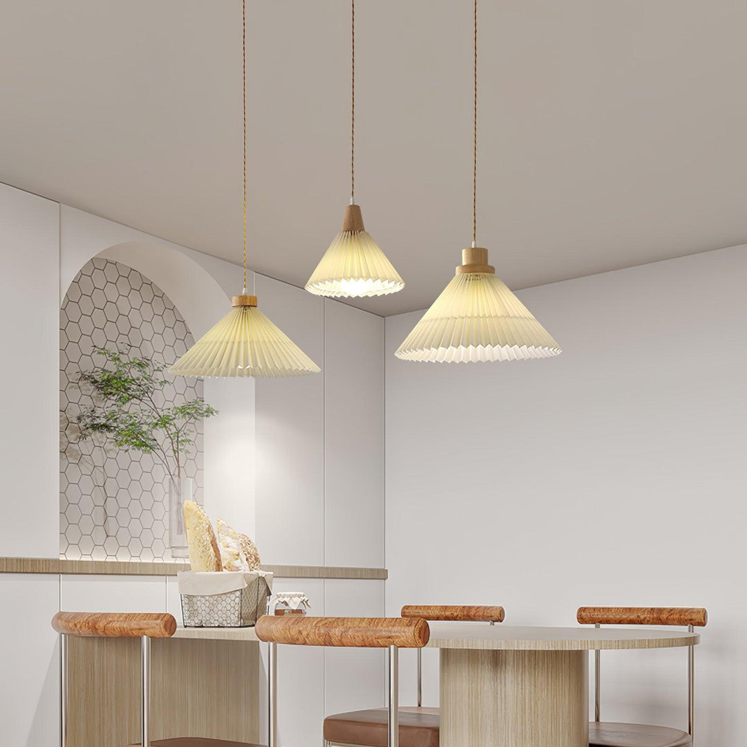 Pleated Wooden Pendant Light - Vakkerlight