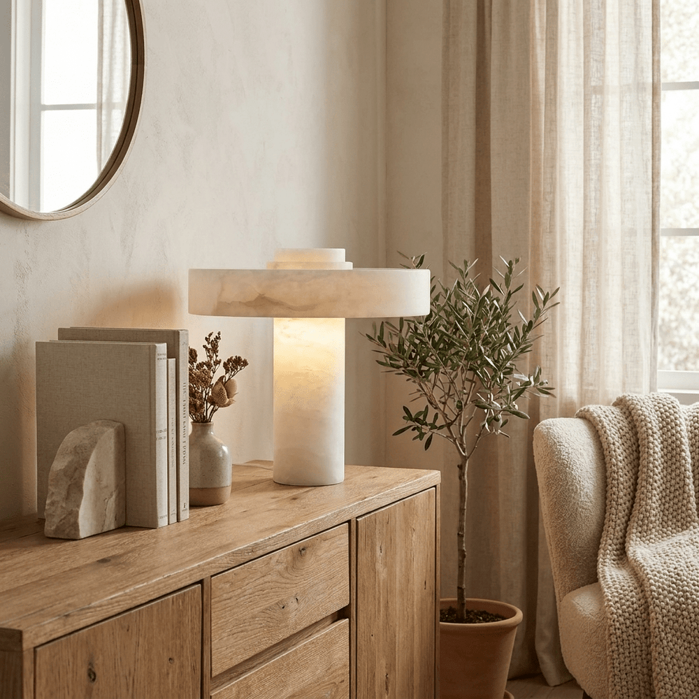 Plinth Alabaster Table Lamp - Vakkerlight