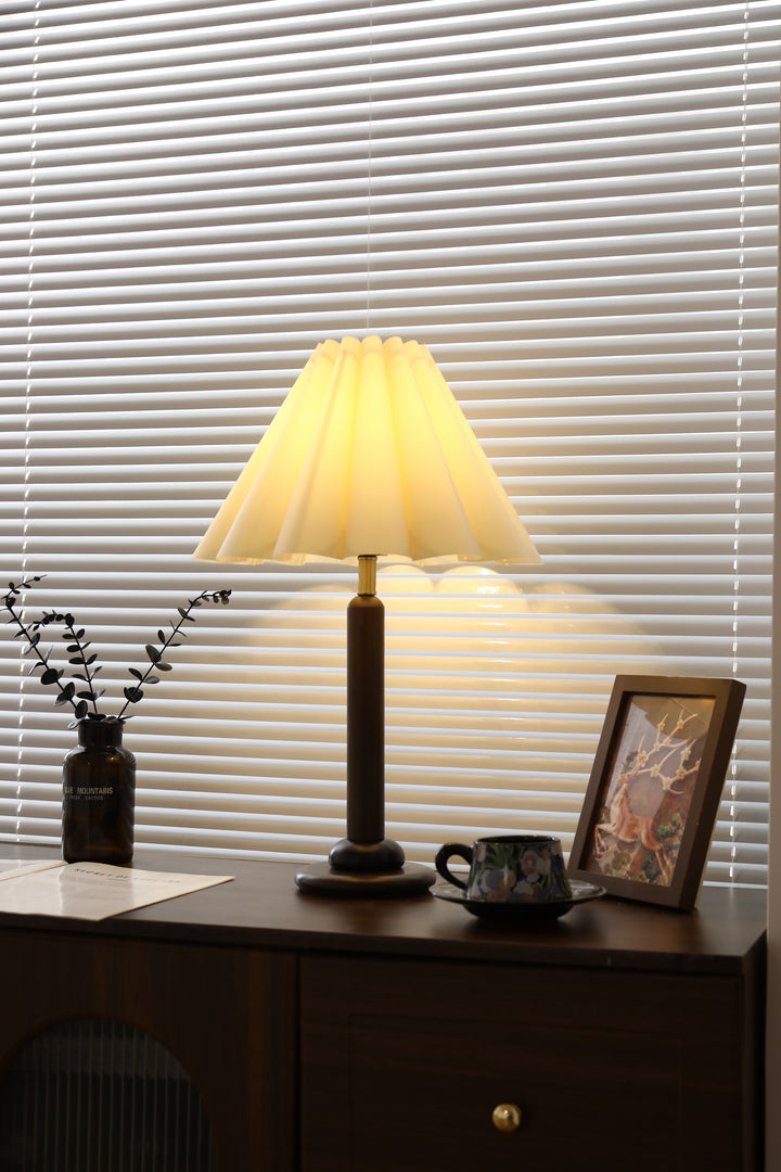 Plisse Pleated Wood Table Lamp