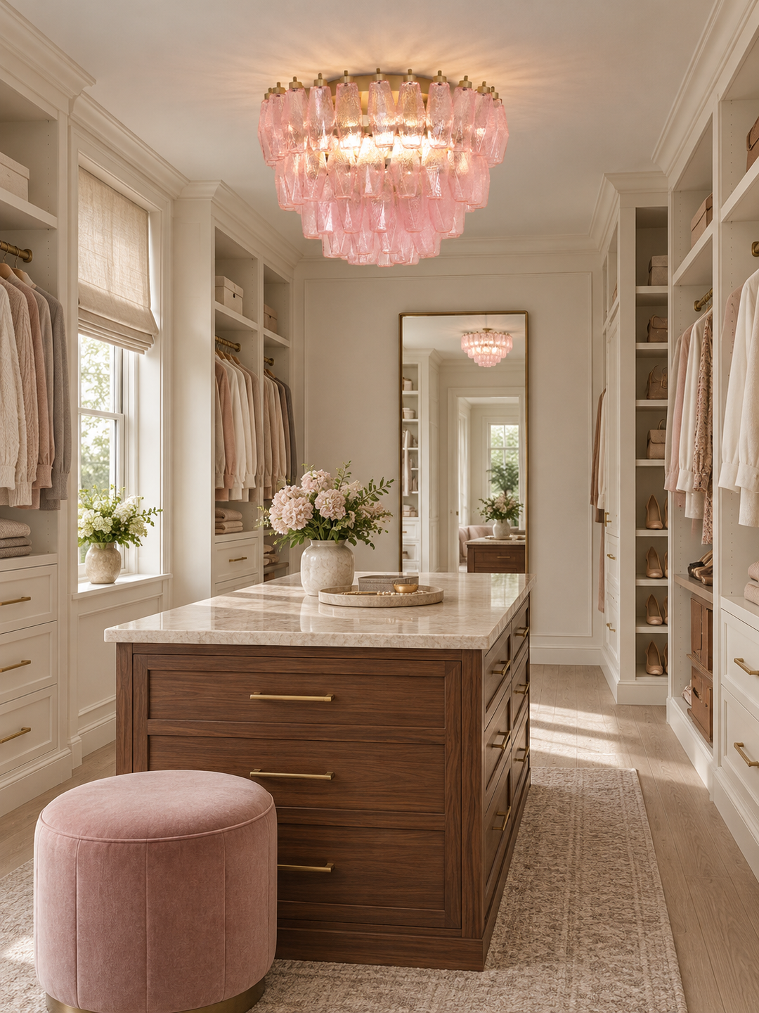 Poliedri Glass Pink Ceiling Light