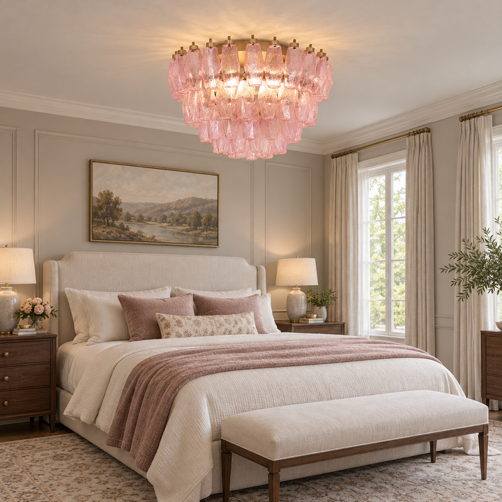 Poliedri Glass Pink Ceiling Light