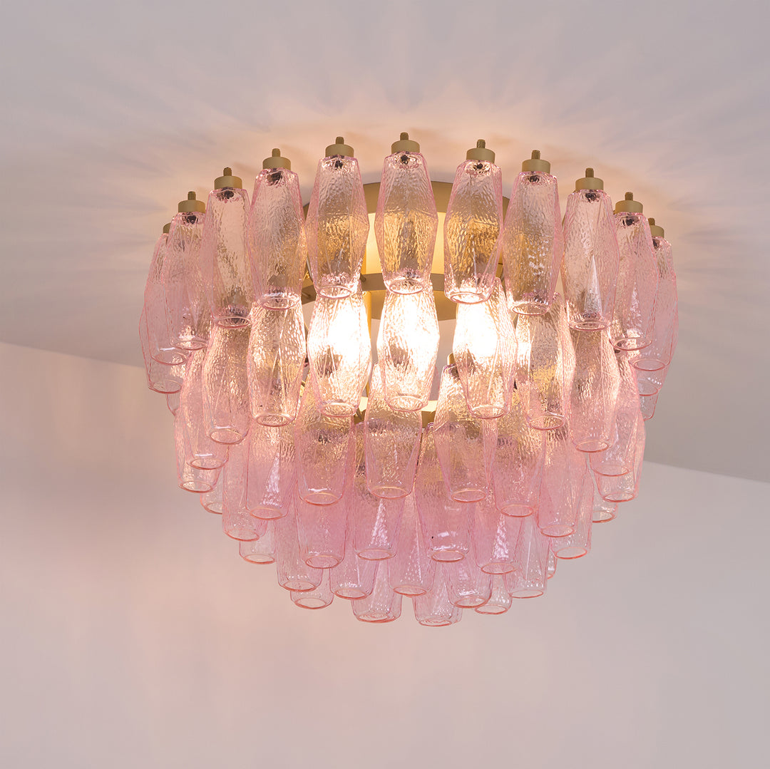 Poliedri Murano Pink Ceiling Light