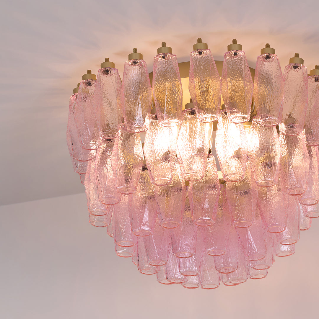 Poliedri Murano Pink Ceiling Light