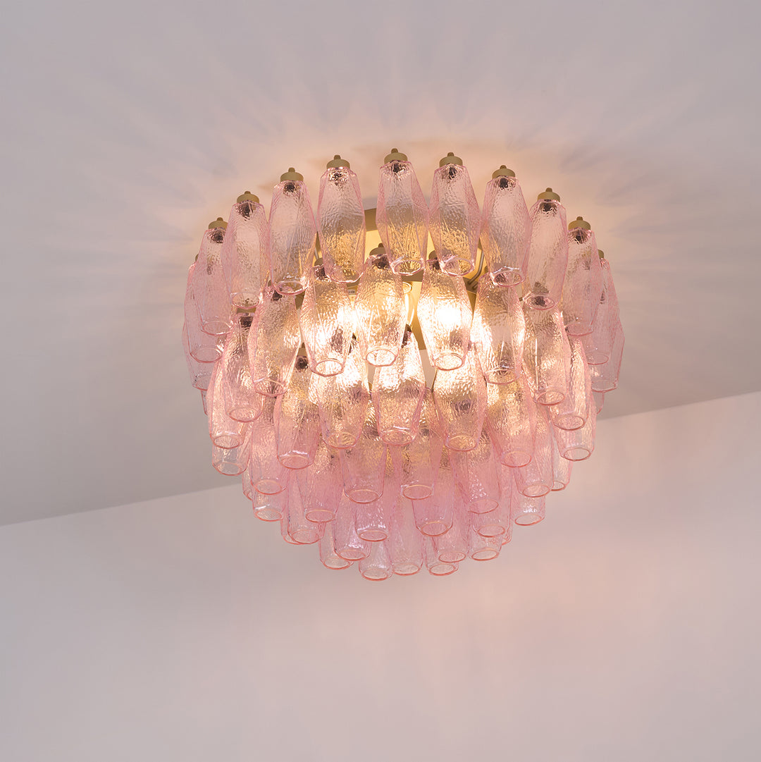 Poliedri Murano Pink Ceiling Light