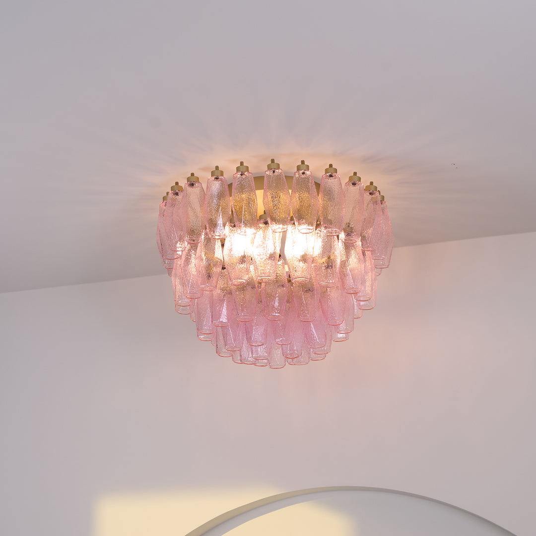 Poliedri Murano Pink Ceiling Light