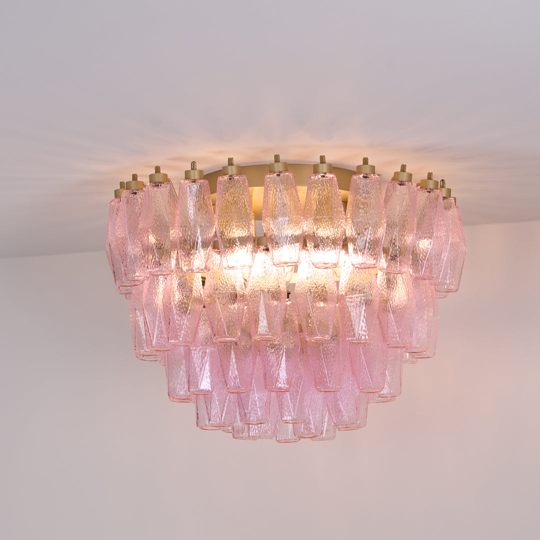 Poliedri Murano Pink Ceiling Light