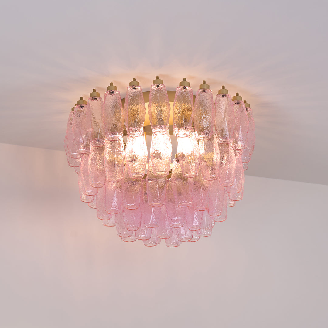 Poliedri Murano Pink Ceiling Light