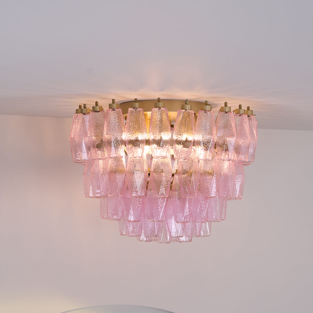 Poliedri Murano Pink Ceiling Light