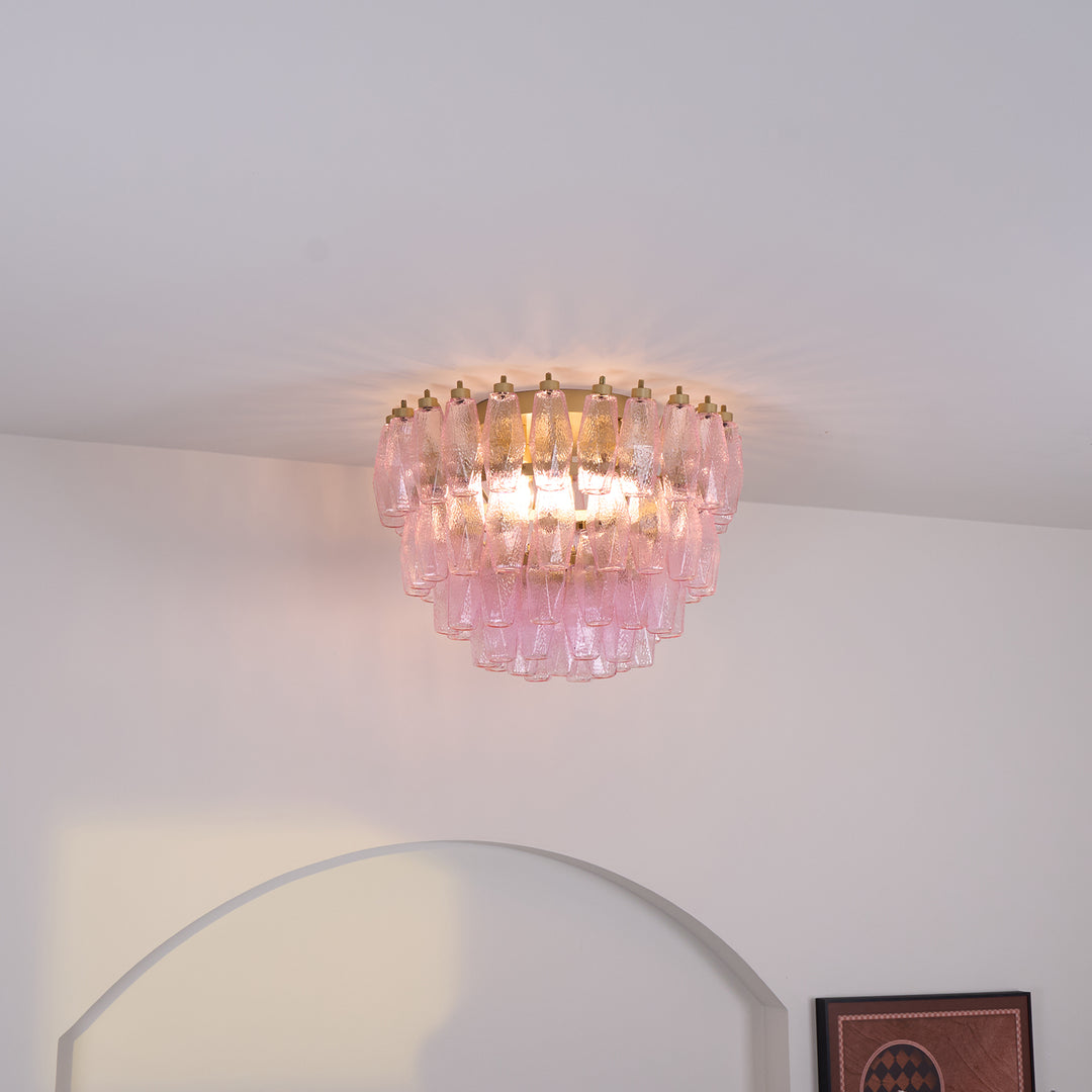 Poliedri Murano Pink Ceiling Light