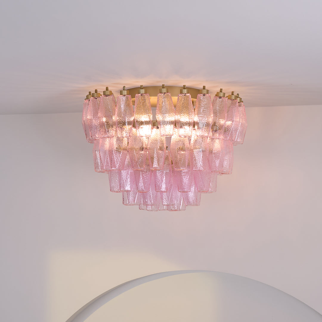 Poliedri Murano Pink Ceiling Light