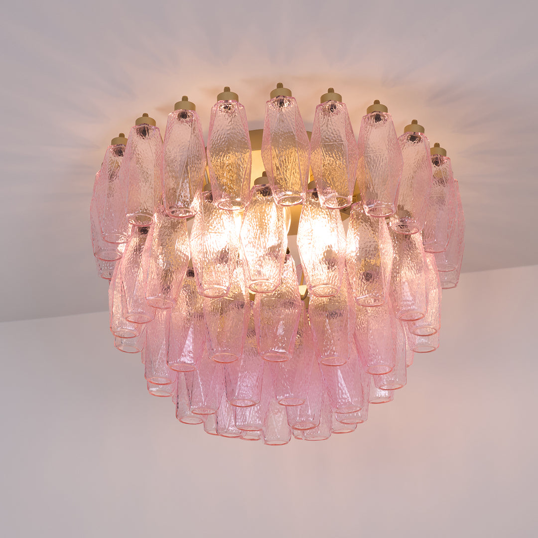 Poliedri Murano Pink Ceiling Light