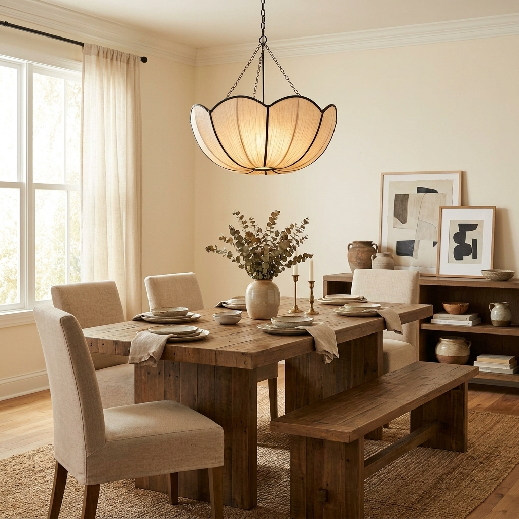 Poppy Scalloped Fabric Pendant Lamp