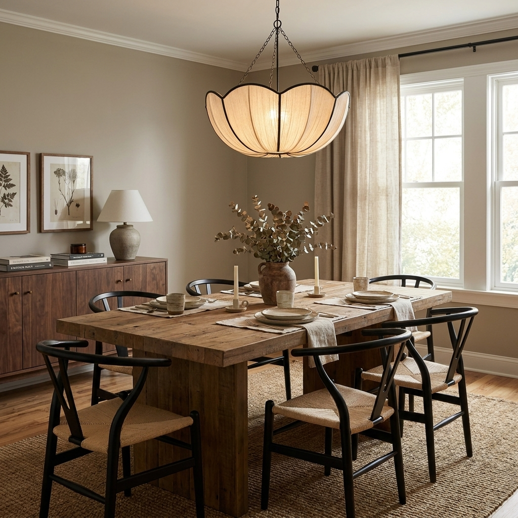 Poppy Scalloped Fabric Pendant Lamp