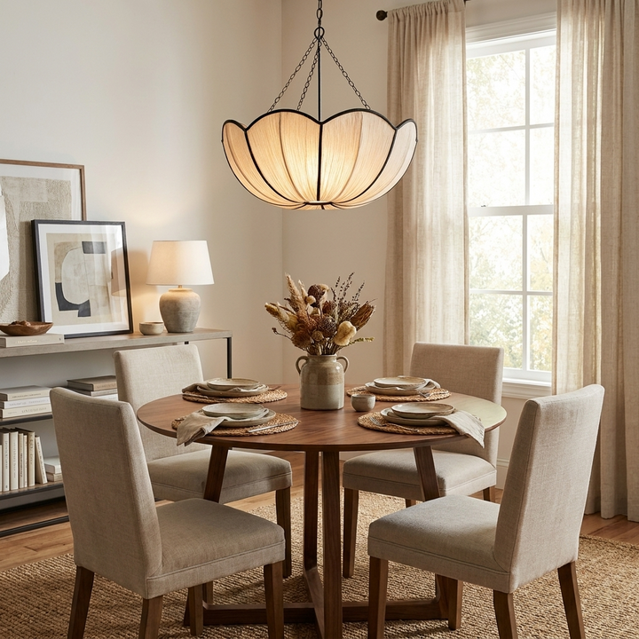 Poppy Scalloped Fabric Pendant Lamp