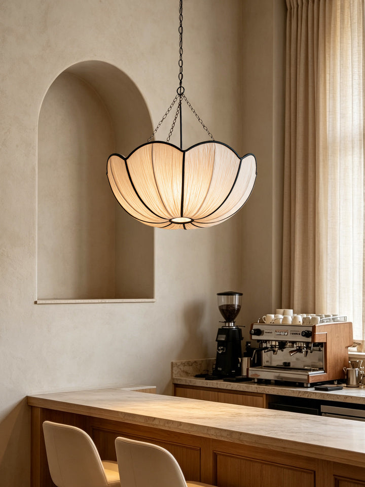Poppy Scalloped Fabric Pendant Lamp - Vakkerlight