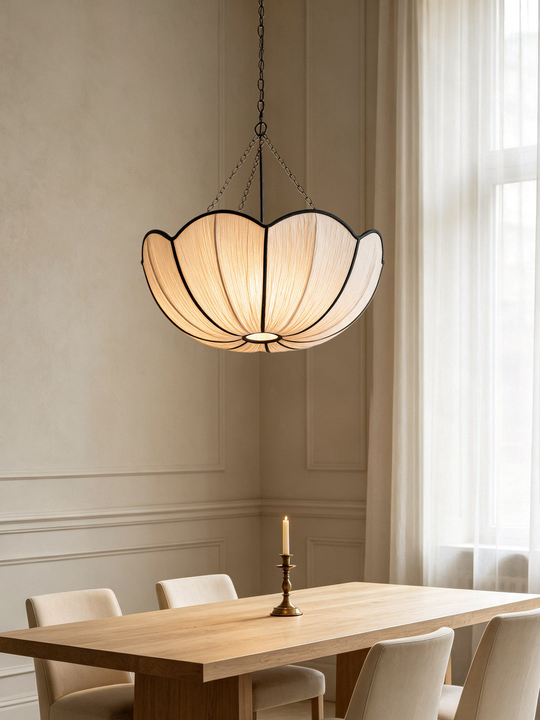 Poppy Scalloped Fabric Pendant Lamp - Vakkerlight