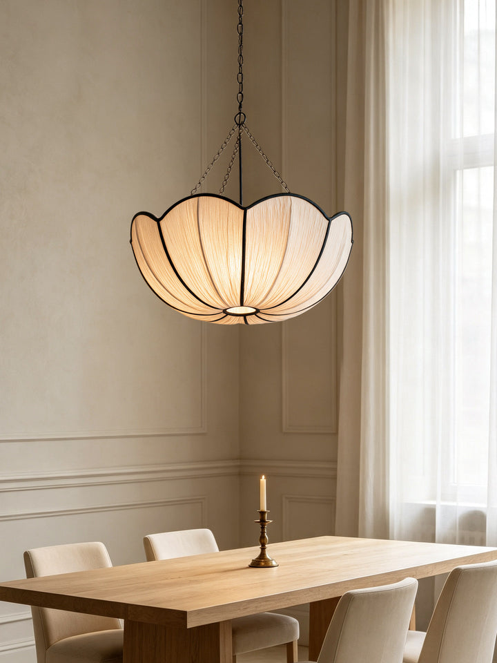 Poppy Scalloped Fabric Pendant Lamp - Vakkerlight
