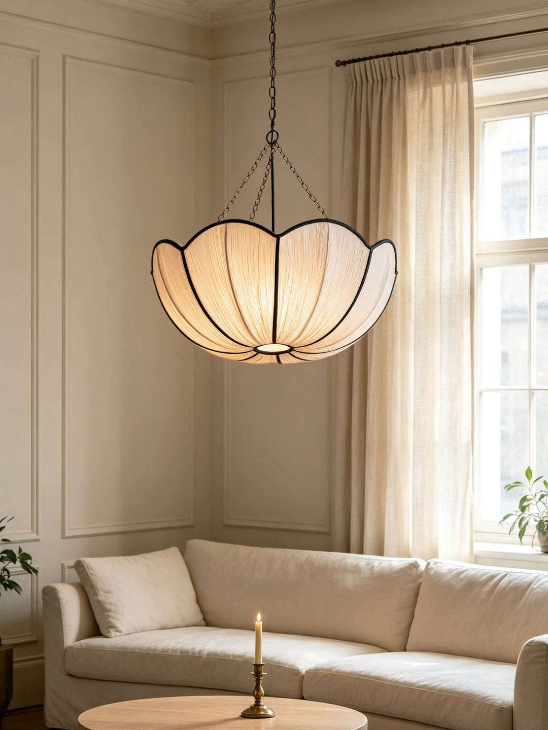 Poppy Scalloped Fabric Pendant Lamp - Vakkerlight