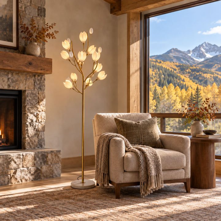 Porcelain Magnolia Floor Lamp