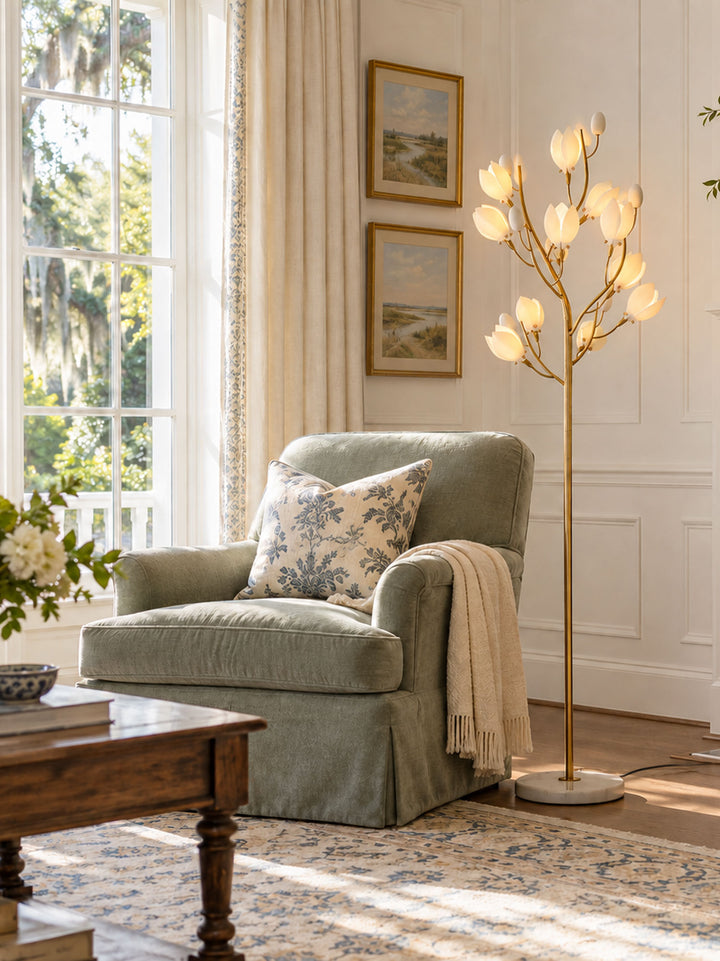 Porcelain Magnolia Floor Lamp