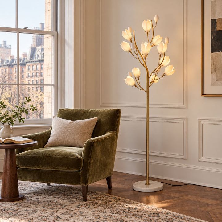 Porcelain Magnolia Floor Lamp
