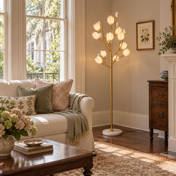 Porcelain Magnolia Floor Lamp