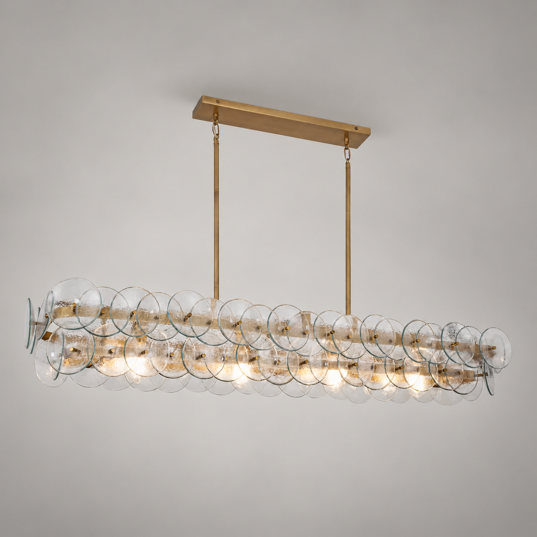 Candelabro Lineal de Discos de Vidrio Prensado