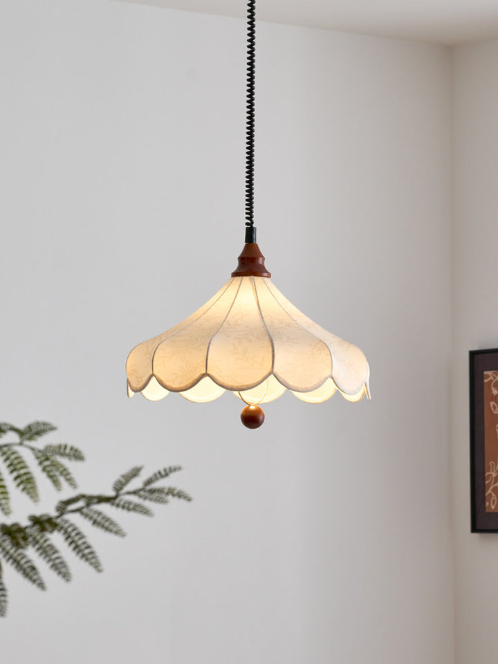 Printed Fabric Petal Pendant Lamp