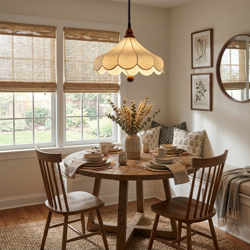 Printed Fabric Petal Pendant Lamp