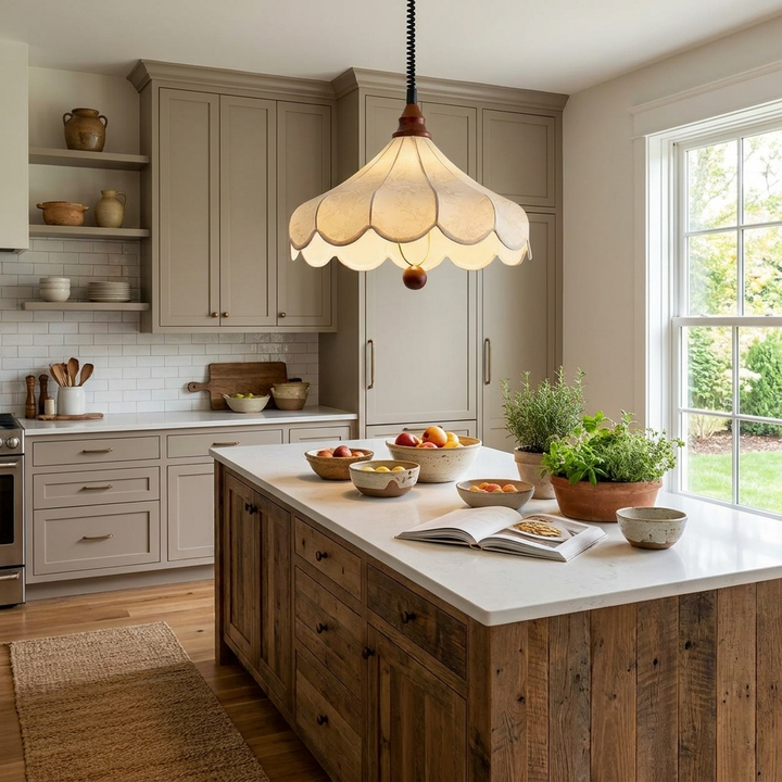 Printed Fabric Petal Pendant Lamp