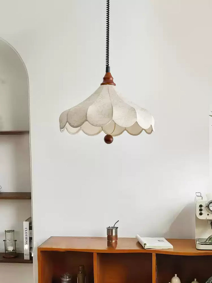 Printed Fabric Petal Pendant Lamp