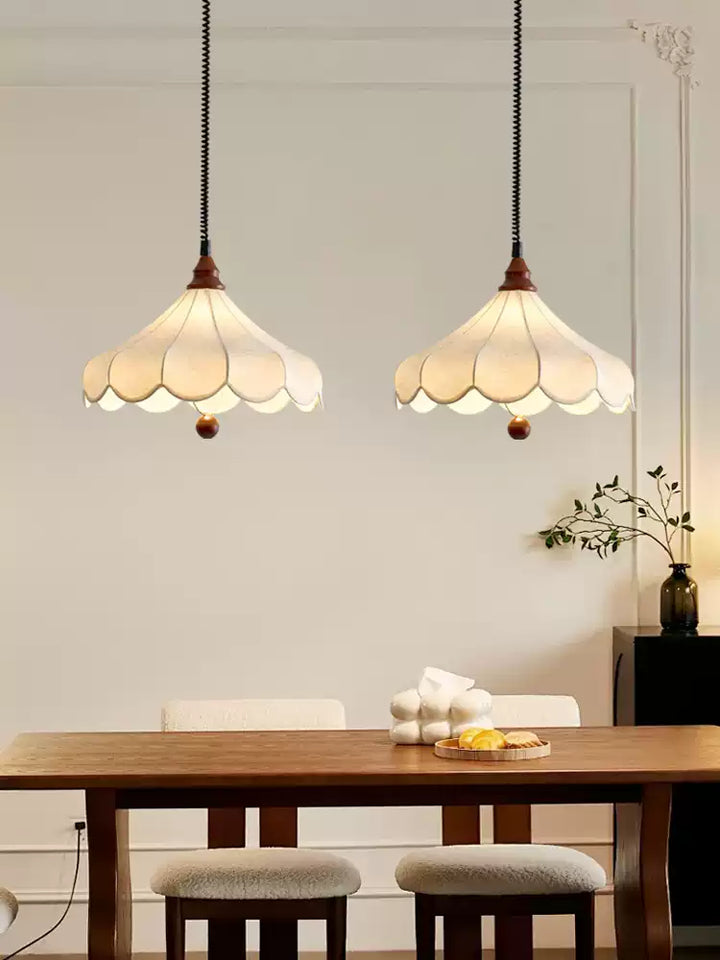 Printed Fabric Petal Pendant Lamp
