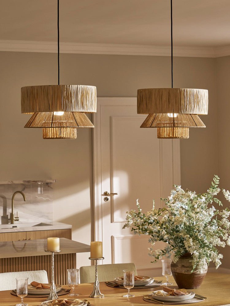 Raffia Jute Tiered Pendant Lamp - Vakkerlight