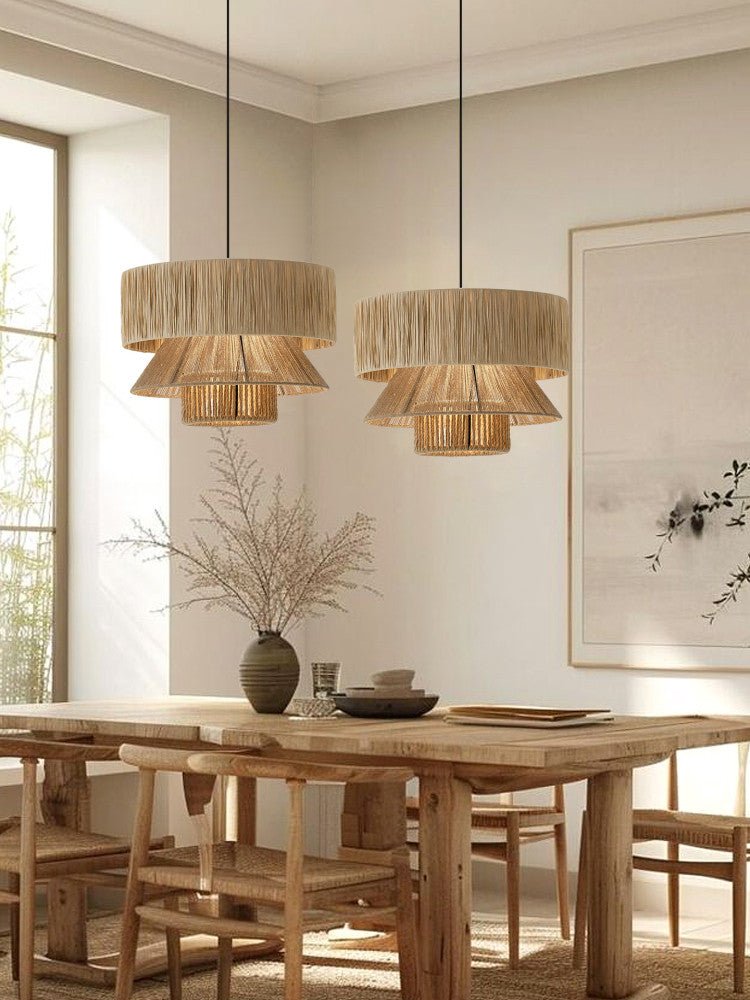 Raffia Jute Tiered Pendant Lamp - Vakkerlight
