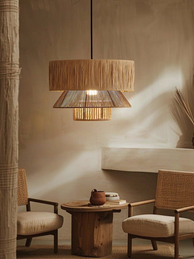 Raffia Jute Tiered Pendant Lamp - Vakkerlight