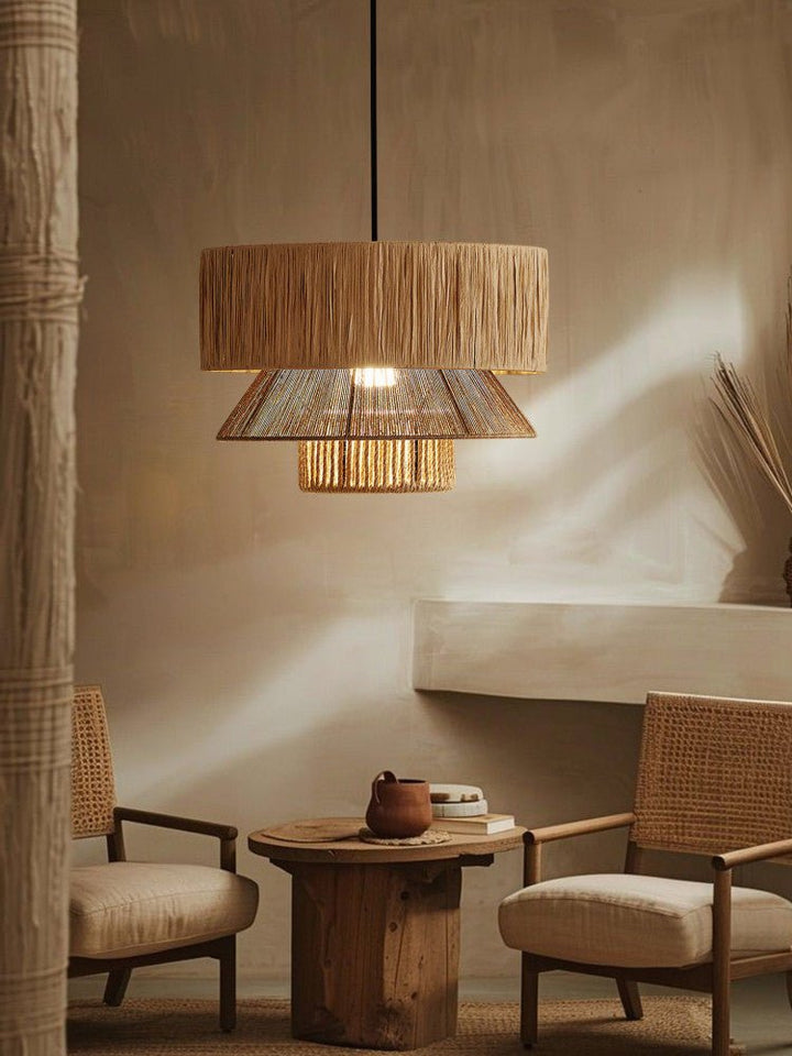 Raffia Jute Tiered Pendant Lamp - Vakkerlight