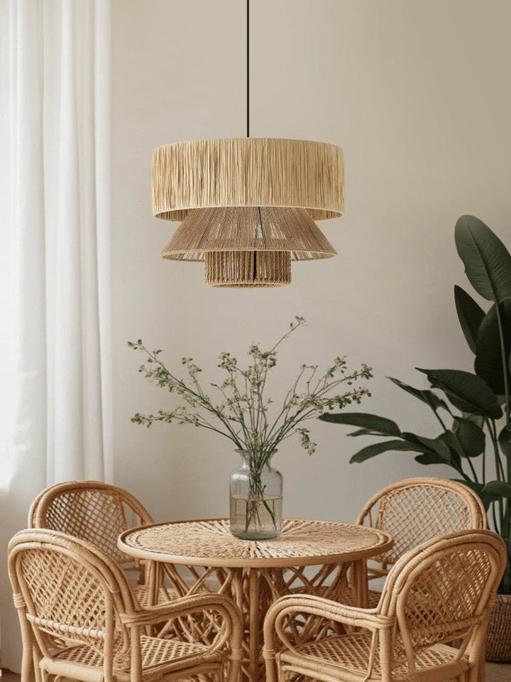 Raffia Jute Tiered Pendant Lamp - Vakkerlight