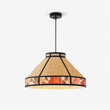 Lampada Sospesa Raffia Floreale