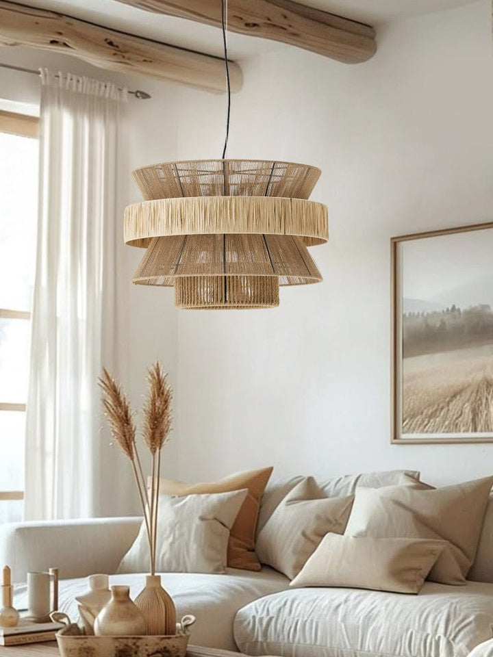 Raffia Jute Stacked Pendant Lamp - Vakkerlight